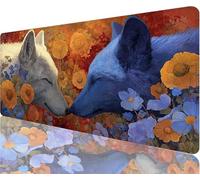 Tapis de Souris Loup Tapis de Souris Gaming XXL 1000x500x3mm, Fleurs Mouse Pad Imperméable et Antidérapant Les Bords à Double Couture Assurent Durabilité, Tandis Tissu Microfibre Cadeaux Homme N1-727