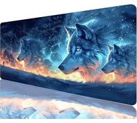 Tapis de Souris Loup Tapis de Souris Gaming xxl 900x400x3mm, Beau Mouse Pad Imperméable et Antidérapant les Bords à Double Couture Assurent Durabilité, Tandis Microfibre Précision Cadeaux Homme N1-667