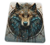 Tapis De Souris, Loup Viking Nordique Anciennes Runes Cool Base en Caoutchouc Mouse Pad Lavable Tapis Souris pour Ordinateur Bureau Pc 25X30cm