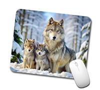 Tapis De Souris Louve Et Ses Petits en Hiver Accessoires De Jeu Durable Mousepad Résistant Aux Eclaboussures sous-Main pour Travail Bureau Ordinateur Portable S