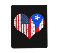 Tapis De Souris Love Heart Puzzle American Puerto Rico Flag Mouse Pad Anti-Dérapant sous-Main Parfait Tapis De Bureau pour Table Travail Claviers 25X30CM