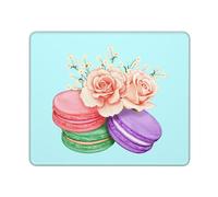 Tapis De Souris Lovely Watercolor Macarons with Pink Flower Bouquet Mousepad Doux Tapis De Bureau Comfortable sous-Main pour Voyage Table Travail 25X30CM