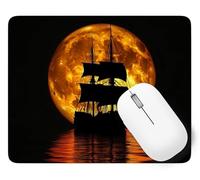 Tapis de Souris Lune, 22 x 18 cm Tapis de Souris Gamer Mousepad, ase en Caoutchouc Imperméable et Antidérapante, Carré Bateau Mouse Pad avec Bords Surpiqués, pour Noël Décoration Cadeaux p1j-525