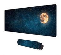 Tapis de Souris Lune 900x400 mm Grand Tapis de Souris Gaming Imperméable Mouse Pad Paysage Accessoire Bureau Mouse Pad avec Bords Cousus et Base en Caoutchouc Antidérapante pour Cadeau Homme M-02