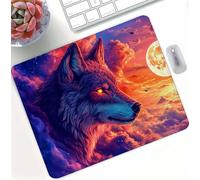 Tapis de Souris Lune Loup, Mini Tapis de Bureau Gaming, Antidérapant et Étanche avec Bords Cousus, Surface Lisse pour la Précision, pour Souris sans Fil PC Bureau Maison Jeux 400 x 300 x 3mm d0d-381