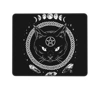 Tapis De Souris Lune Occulte Chat Noir Sorcière Païenne Sacrée Portable Tapis De Souris Gaming Durables Gamer Mouse Pad pour Maison Pc Ordinateur 25X30Cm