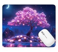 Tapis de Souris Lune Tapis de Souris 200 x 150 mm Bords Cousus, A-1333 | Fleurs de cerisier Mouse Pad Petit, avec Imperméable et Antidérapante Mousepad, pour PC Gamer Bureau Decor Cadeaux A-1333