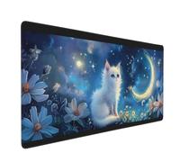Tapis de Souris Lune Tapis de Souris XXL 1200x600x4mm Tapis de Souris Gamer Chat Tapis de Souris Ergonomique, Base en Caoutchouc Antidérapante, Facile à Nettoyer, Imperméable à l'eau pour Deco Bureau