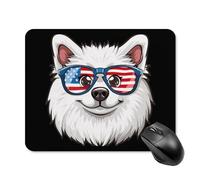 Tapis De Souris Lunettes De Soleil avec Drapeau Américain Et Chien Esquimau Américain Tapis Souris Doux Tapis De Souris Carré, pour Ordinateur Portable, Ordinateur, 25x30cm
