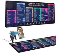 Tapis de souris magnétique sans fil avec support de téléphone, raccourcis Excel étendu, tapis de clavier imperméable ultra lisse, base antidérapante (adaptateur 9 V 2 A)