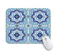 Tapis De Souris Magnifiques Carreaux Portugais Marocains Bleu Foncé Et Blancs Bureau Tapis Souris Résistant À Usure Tapis De Souris D'Ordinateur, pour Jeux, Maison, 25 x 30cm