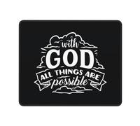 Tapis De Souris mais avec Dieu Tout Est Possible. Lavable Tapis De Souris De Jeu Portable Mousepad De Bureau pour Gaming Accessoires Gamer 10X12In