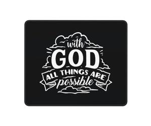 Tapis De Souris mais avec Dieu Tout Est Possible. Lavable Tapis De Souris De Jeu Portable Mousepad De Bureau pour Gaming Accessoires Gamer 10X12In