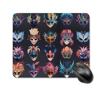Tapis De Souris Masque De Carnaval De Venise avec Plumes Et Perles Tapis De Souris Antidérapant Glissement Facile Bureau Tapis Souris, pour Ordinateur Portable, Ordinateur, 25x30cm