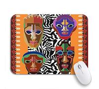 Tapis De Souris Masques Tribaux Africains À Frontières Ethniques Inconnues D'Afrique Tapis Souris Base en Caoutchouc Antidérapante Tapis De Souris D'Ordinateur, pour Maison, 25 x 30cm