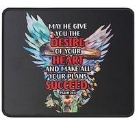 Tapis De Souris May He Give You Psalm 20:4 Christianty Verse Wall Art Religious Mouse Pad Doux Mousepad Comfortable sous-Main pour Table Voyage Travail 25X30CM