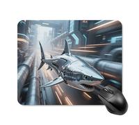 Tapis de souris mécanique futuriste requin mignon tapis de souris carré en cuir antidérapant base en caoutchouc tapis de souris imperméable pour ordinateur portable souris sans fil clavier maison