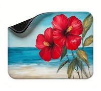 Tapis de Souris Mer Fleur Tapis de Souris Gamer, Mouse Pad Petit 340 x 280 x 3 mm, sous-Main Bureau avec Bords Cousus, Surface Spéciale Texturée Résistant Usure, Base Caoutchouc Antidérapante t0s-536