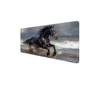 Tapis de Souris Mer, Tapis Souris XXL Gaming 700x300x3mm Antidérapant Étanche Base en Caoutchouc Mouse Pad, Desk Mat avec Bords Cousus, Précision Améliorées pour PC, Ordinateur, Gamer, (Cheval) D1-365