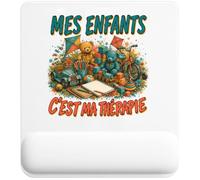 Tapis de Souris Mes Enfants C'est ma thérapie | Tapis Ergonomique 22 × 18 cm Repose-Poignet en Mousse | Bureau Télétravail Études | Cadeau Homme Femme Anniversaire Noël