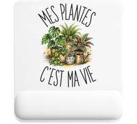 Tapis de Souris Mes Plantes C'est Ma Vie | Tapis Ergonomique avec Repose-Poignet Intégré | Idée Cadeau Homme Femme Bureau Anniversaire Noël | Imprimé en Bretagne