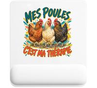 Tapis de Souris Mes Poules C'est ma thérapie | Tapis Ergonomique 22 × 18 cm Repose-Poignet en Mousse | Bureau Télétravail Études | Cadeau Homme Femme Anniversaire Noël