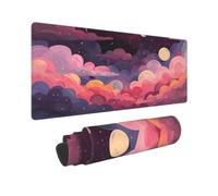 Tapis de souris mignon arc-en-ciel XL 80 x 30 cm rose violet motif esthétique motif kawaii grand tapis de souris de jeu pour clavier de jeu base en caoutchouc antidérapant bords cousus pour la maison