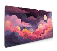 Tapis de souris mignon arc-en-ciel XXL 90 x 40 cm rose violet motif esthétique motif kawaii grand tapis de souris de jeu pour clavier de jeu base en caoutchouc antidérapant bords cousus pour la maison