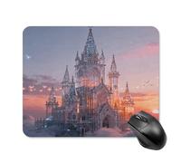 Tapis de souris mignon avec base en caoutchouc antidérapant, château de cristal dans le ciel, tapis de souris carré amusant pour bureau et jeux, accessoires informatiques décoratifs pour bureau à