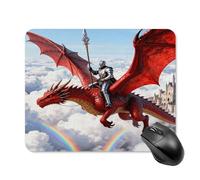 Tapis de souris mignon avec base en caoutchouc antidérapant - Dragon Knight Legend - Tapis de souris carré amusant pour bureau et jeux vidéo - Accessoires informatiques décoratifs pour bureau à