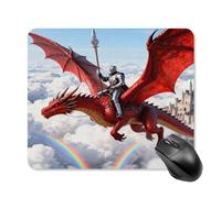 Tapis de souris mignon avec base en caoutchouc antidérapant - Dragon Knight Legend - Tapis de souris carré amusant pour bureau et jeux vidéo - Accessoires informatiques décoratifs pour bureau à