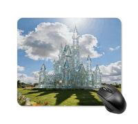 Tapis de souris mignon avec base en caoutchouc antidérapant, motif château dans la prairie, tapis de souris carré amusant pour bureau et jeux, accessoires informatiques décoratifs pour bureau à