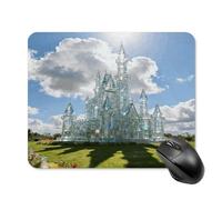 Tapis de souris mignon avec base en caoutchouc antidérapant, motif château dans la prairie, tapis de souris carré amusant pour bureau et jeux, accessoires informatiques décoratifs pour bureau à