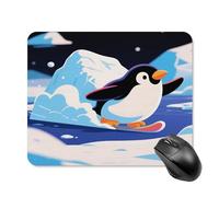Tapis de souris mignon avec base en caoutchouc antidérapant, motif pingouins, patinage, tapis de souris carré amusant pour bureau et jeux, accessoires informatiques décoratifs pour bureau à domicile