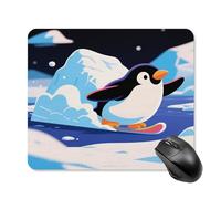 Tapis de souris mignon avec base en caoutchouc antidérapant, motif pingouins, patinage, tapis de souris carré amusant pour bureau et jeux, accessoires informatiques décoratifs pour bureau à domicile