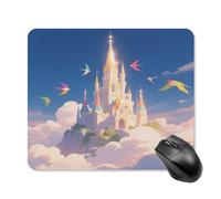 Tapis de souris mignon avec base en caoutchouc antidérapant - Nuage - Château dans le ciel - Tapis de souris carré amusant pour bureau et jeux - Accessoires informatiques décoratifs pour bureau à
