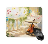 Tapis de souris mignon avec base en caoutchouc antidérapant pour piano, violon, notes de musique, tapis de souris carré amusant pour bureau et jeux, accessoires informatiques décoratifs pour bureau à
