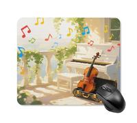 Tapis de souris mignon avec base en caoutchouc antidérapant pour piano, violon, notes de musique, tapis de souris carré amusant pour bureau et jeux, accessoires informatiques décoratifs pour bureau à