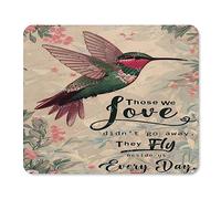 Tapis de souris mignon avec motif colibri, Those We Love Don't Go Away, tapis de souris carré imperméable avec base en caoutchouc antidérapant, pour bureau, ordinateur portable, cadeau pour