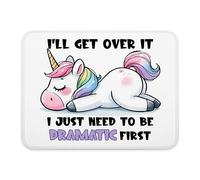 Tapis de souris mignon en forme de cheval à cornes « I'll Get Over It I Just Need to Be Dramatic First » - Tapis de souris sans fil pour ordinateur portable - Accessoires de bureau amusants - 30 x