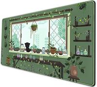 Tapis de souris mignon Kawaii plante verte esthétique, tapis de souris Pixel Art XXL grand tapis de souris de jeu pour ordinateur portable, tapis de bureau pour ordinateur portable, 80 x 40 cm,