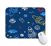 Tapis De Souris Modèle De Vaisseau Spatial Mignon Croquis De Fusée À La Main Vaisseau Spatial Griffonnage Tapis De Souris Carré Lavable Tapis Souris, pour Maison, Jeux, 25 x 30cm