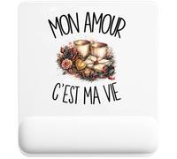 Tapis de Souris Mon Amour C'est Ma Vie | Tapis Ergonomique avec Repose-Poignet Intégré | Idée Cadeau Homme Femme Bureau Anniversaire Noël | Imprimé en Bretagne