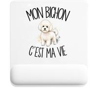 Tapis de Souris Mon Bichon C'est Ma Vie | Tapis Ergonomique avec Repose-Poignet Intégré | Idée Cadeau Homme Femme Bureau Anniversaire Noël | Imprimé en Bretagne