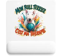 Tapis de Souris Mon Bull Terrier C'est ma thérapie | Tapis Ergonomique 22 × 18 cm Repose-Poignet en Mousse | Bureau Télétravail Études | Cadeau Homme Femme Anniversaire Noël