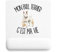 Tapis de Souris Mon Bull Terrier C'est Ma Vie | Tapis Ergonomique avec Repose-Poignet Intégré | Idée Cadeau Homme Femme Bureau Anniversaire Noël | Imprimé en Bretagne