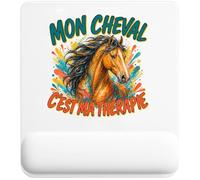 Tapis de Souris Mon Cheval C'est ma thérapie | Tapis Ergonomique 22 × 18 cm Repose-Poignet en Mousse | Bureau Télétravail Études | Cadeau Homme Femme Anniversaire Noël