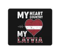 Tapis De Souris Mon Cœur, Mon Pays, Ma Lettonie Gamer Mouse Pad avec Bords Surpiqués Mousepad De Bureau Durable Accessoires De Jeu Mac Et Pc pour Souris Gaming Travail 25X30Cm
