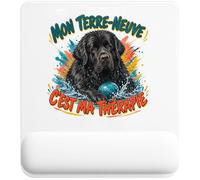 Tapis de Souris Mon Terre-Neuve C'est ma thérapie | Tapis Ergonomique 22 × 18 cm Repose-Poignet en Mousse | Bureau Télétravail Études | Cadeau Homme Femme Anniversaire Noël