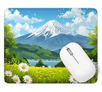 Tapis de Souris Montagne, 32 x 26 cm Tapis de Souris Gamer Mousepad, ase en Caoutchouc Imperméable et Antidérapante, Carré Marguerite Mouse Pad avec Bords Surpiqués, Noël Décoration Cadeaux p1j-497